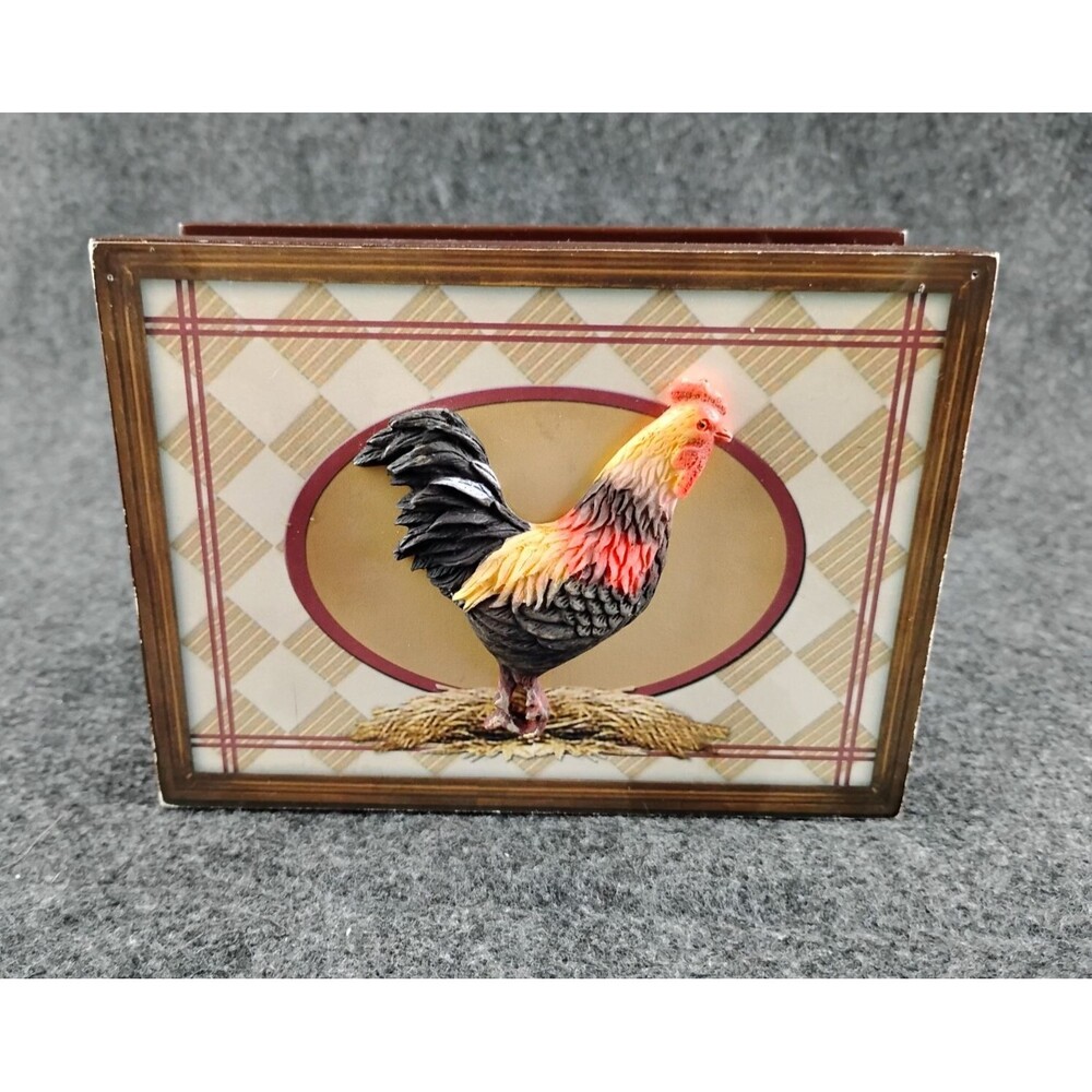 Farmhouse Chicken Rooster Napkin Holder Mail Letter Holder Wood 3D Country